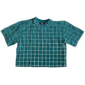 Melody Ehsani 3M Grid Nylon Short Sleeve Shirt Women's Size S/P Teal